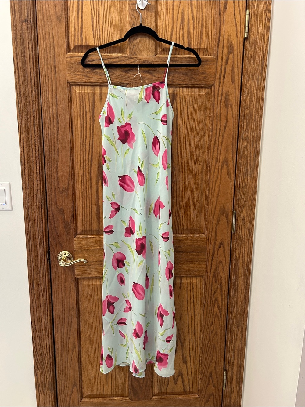 INC International Concepts Light Blue Maxi Slip Dress with Pink Floral Print